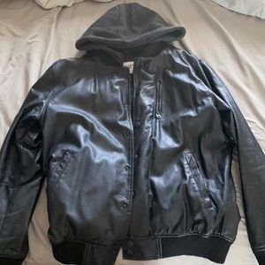 Billabong Medium Mens Leather Jacket with Hoodie